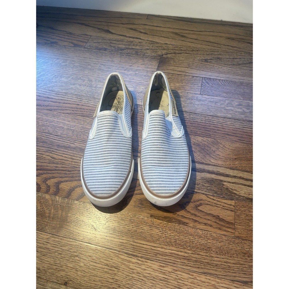 Tommy Bahama Sailor Loafer Shoes Womens 7.5 White Navy Striped SlipOn Canvas
